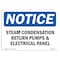 Signmission OSHA Sign, 10" H, Rigid Plastic, Steam Condensation Return Pumps And Electrical Sign, Landscape OS-NS-P-1014-L-18444 - alternate 1